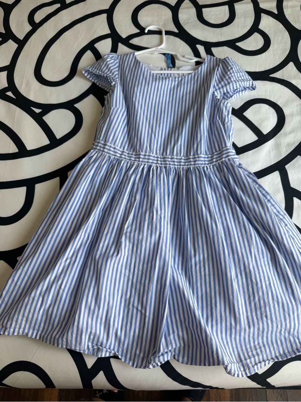 Classic Prep Light Blue and White Striped Cotton Dress
